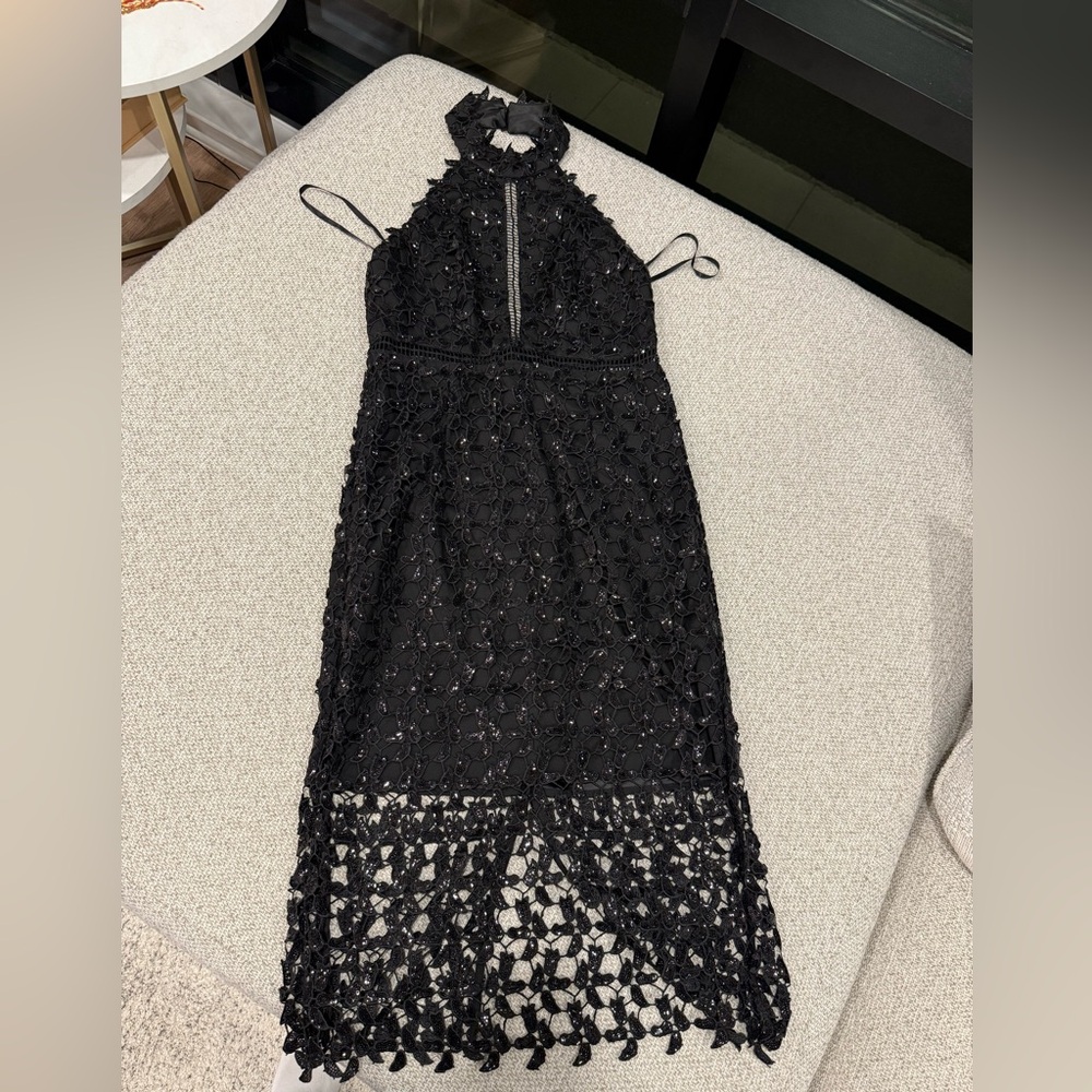 Bardot Elegant Black Lace Sequin Cocktail Dress